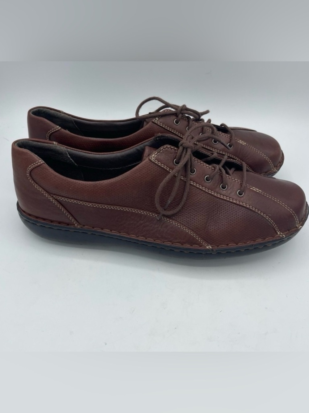 Clarks Women's 10 M Brown Leather Lace-up Oxfords Shoes 77597 Bicycle Toe